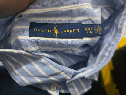Camisa Ralph Lauren 2xl Azul Claro Lineas Blancas Pony Color (Usado)