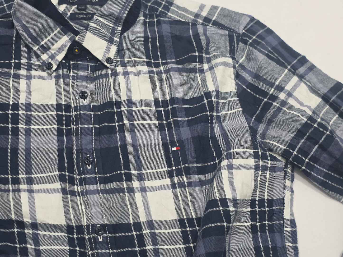 Camisa Regular Fit Tommy Hilfiger 2xl Azul Cuadros