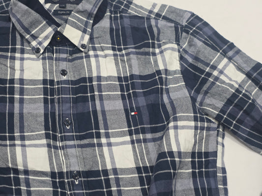Camisa Regular Fit Tommy Hilfiger 2xl Azul Cuadros