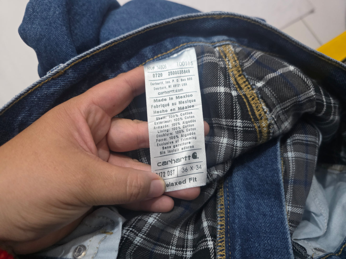Pantalon Relaxed Fit Carhartt 36x34 Forrado Interior Azul