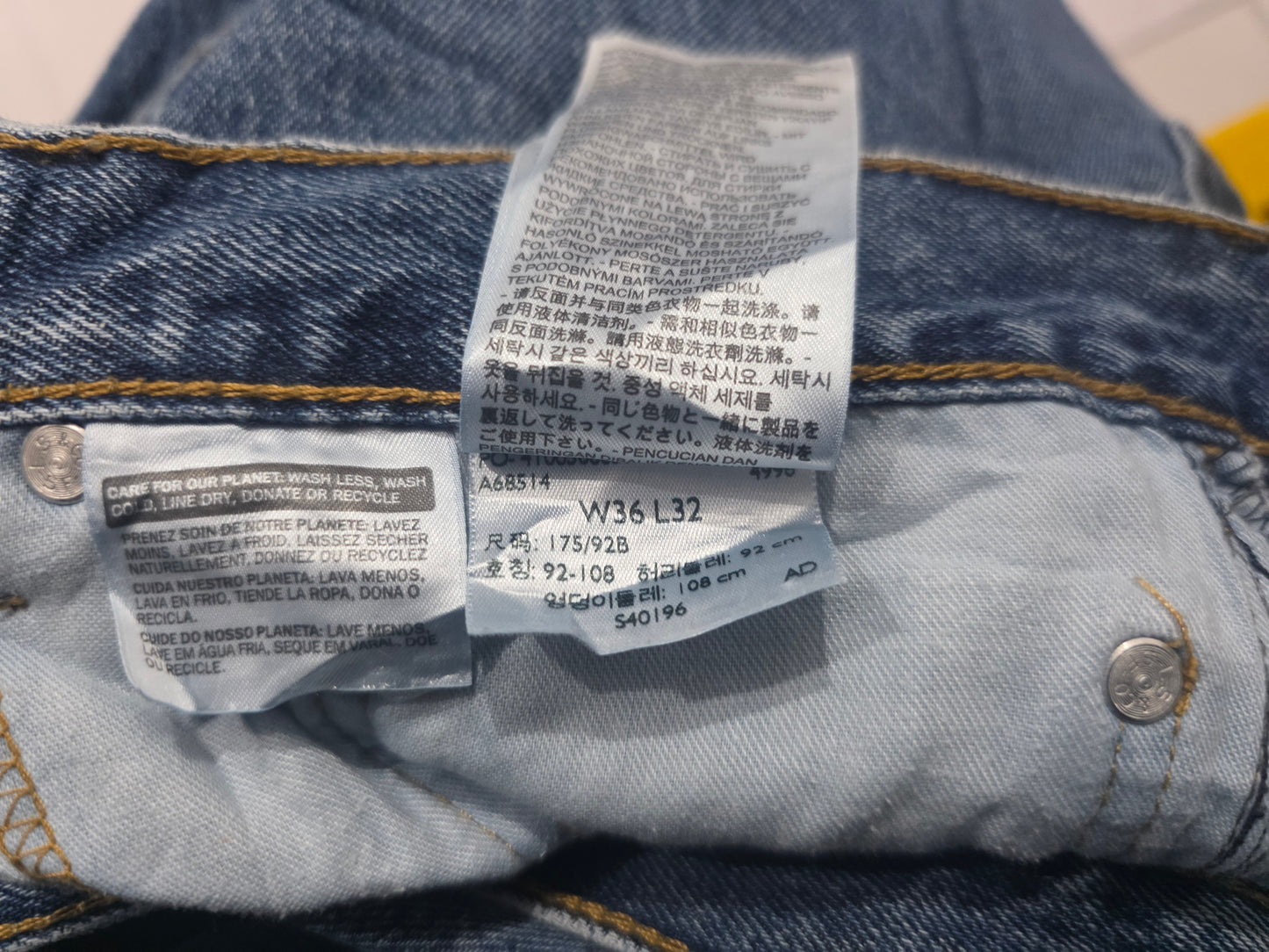 Pantalon Recto Levis 505 36x32 Azul