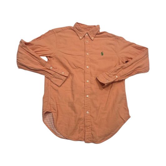 Camisa Ralph Lauren Chico S Naranja Pony Verde