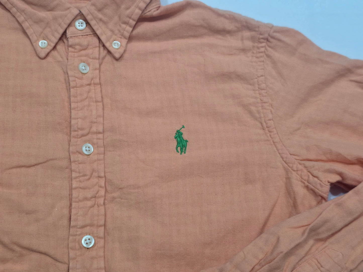 Camisa Ralph Lauren Chico S Naranja Pony Verde