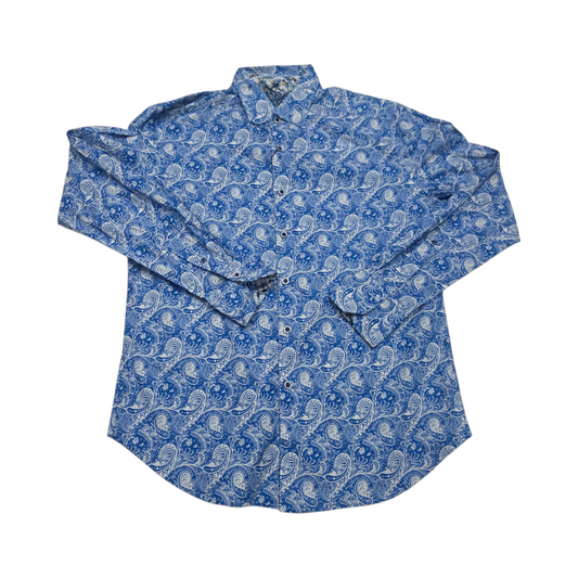Camisa Robert Graham Chico S Azul Figuras (NUEVO)