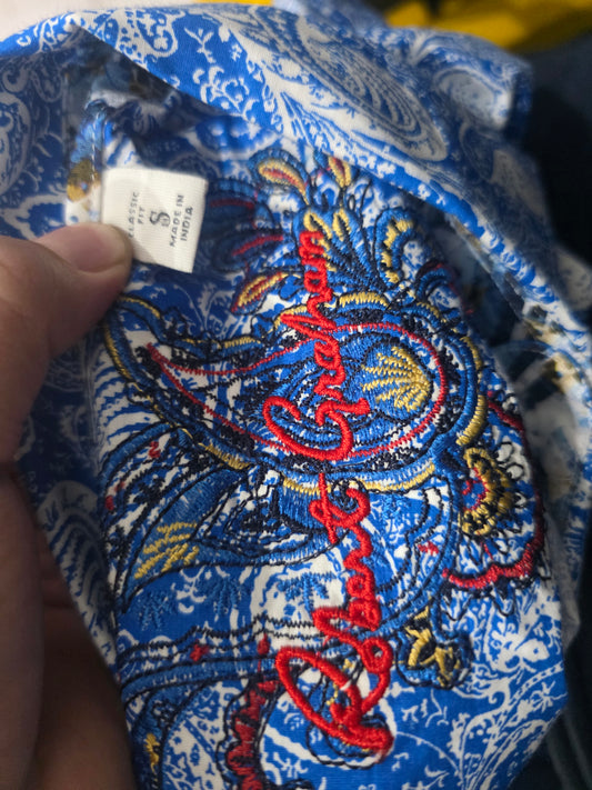 Camisa Robert Graham Chico S Azul Figuras (NUEVO)