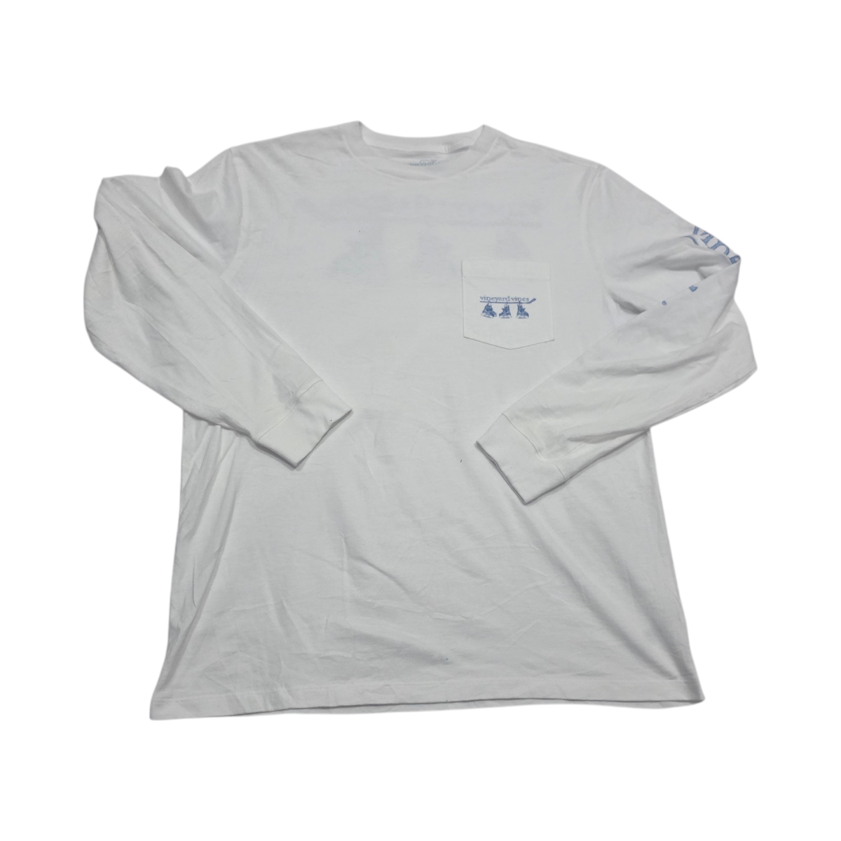 Playera Vineyard Vines Mediana M Blanca Patines Manga Larga