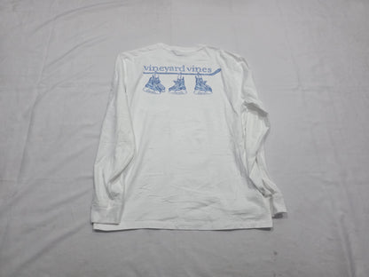 Playera Vineyard Vines Mediana M Blanca Patines Manga Larga