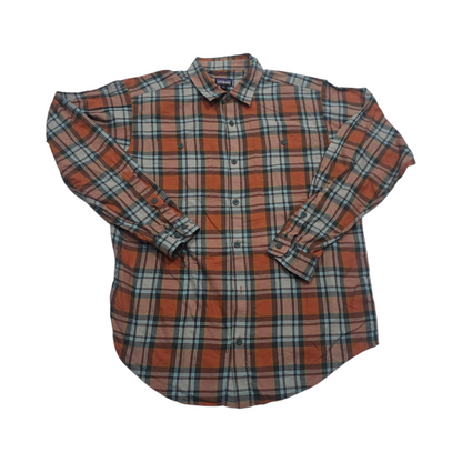 Camisa Franela Patagonia Mediana M Cuadro Naranja Y Gris
