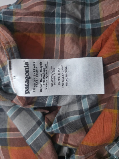 Camisa Franela Patagonia Mediana M Cuadro Naranja Y Gris