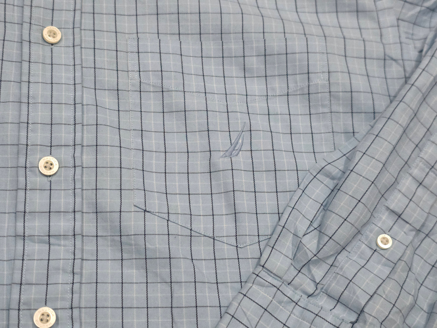 Camisa Nautica Grande L Cuadro Azul Claro