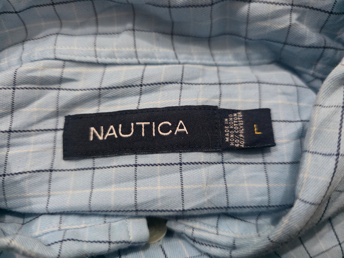 Camisa Nautica Grande L Cuadro Azul Claro