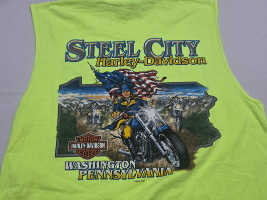 Playera Sin Mangas Harleydavidson Grande Verde Fosforescente