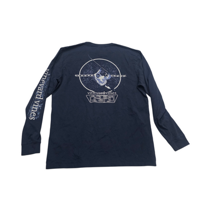 Playera Vineyard Vines Grande L Azul Deslavado Manga Larga