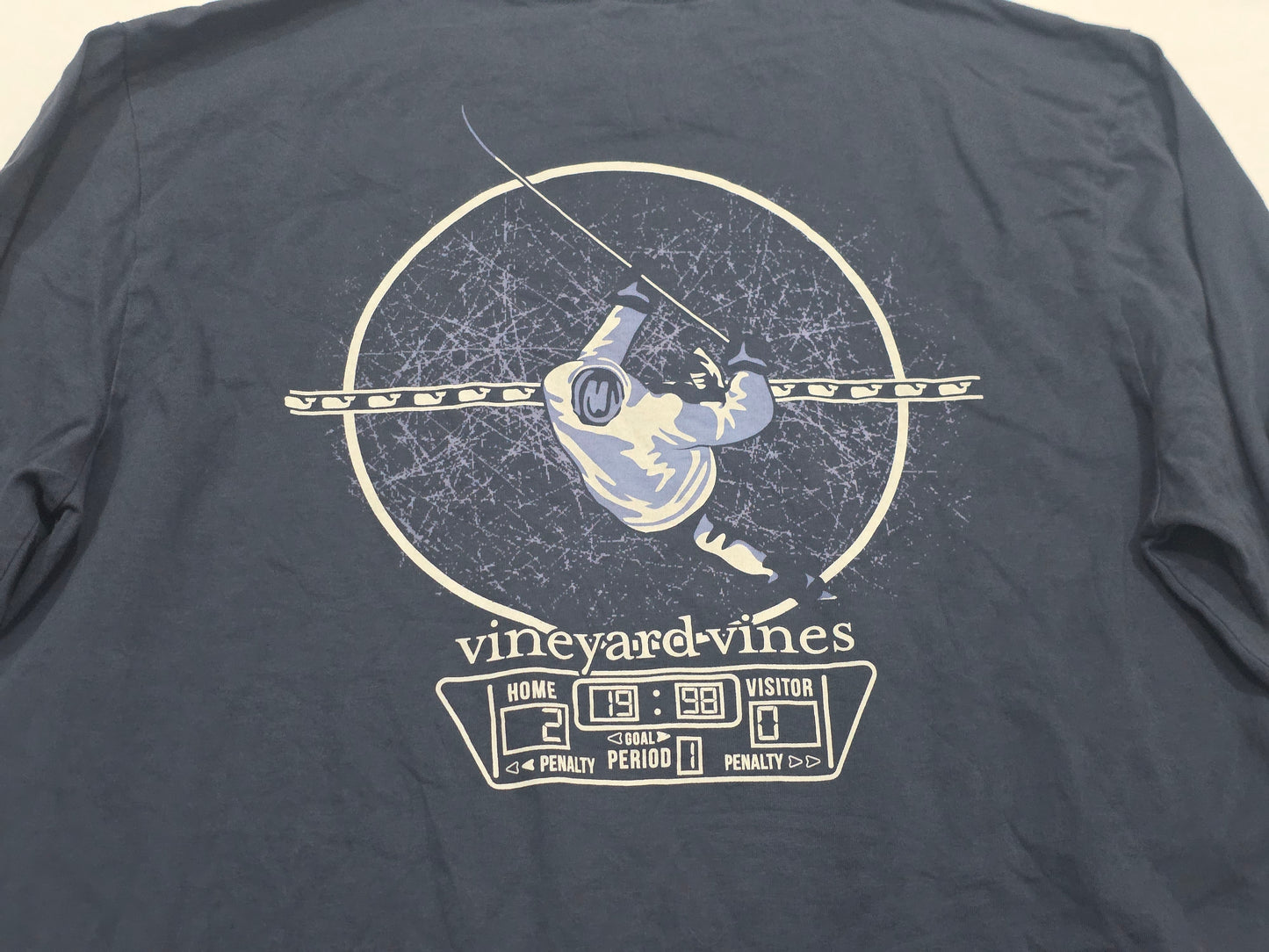 Playera Vineyard Vines Grande L Azul Deslavado Manga Larga