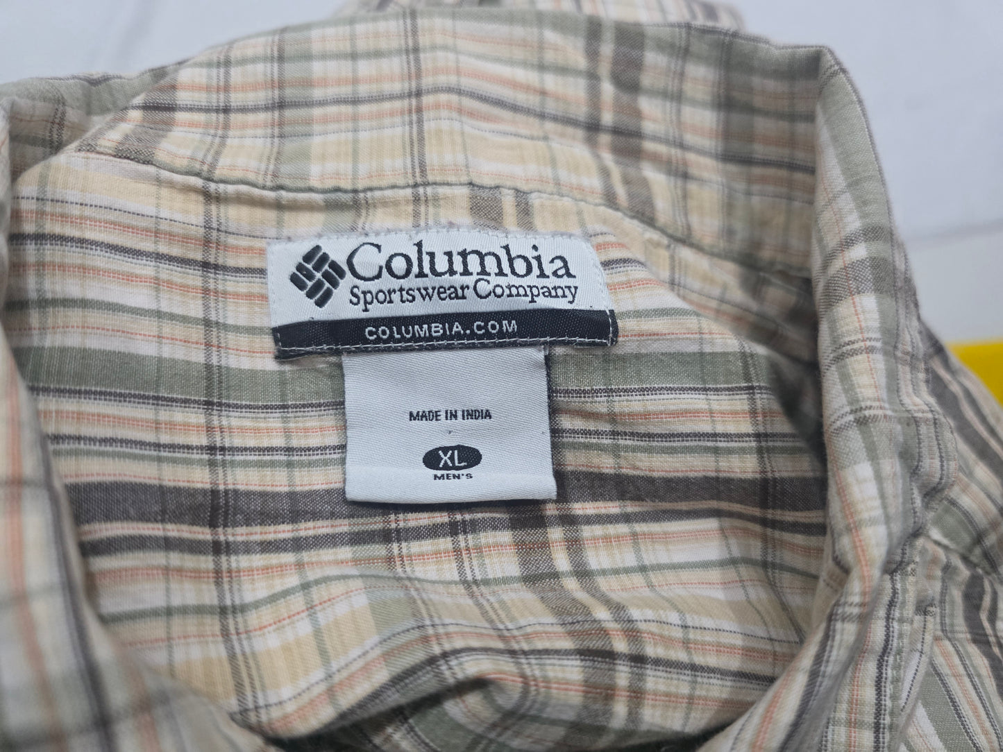 Camisa Manga Corta Columbia Xgrande Xl Cuadro Cafe Y Verde