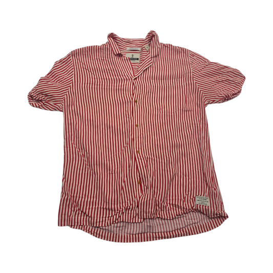 Camisa Scotch And Soda Xgrande Xl Naranja Blanco Lineas