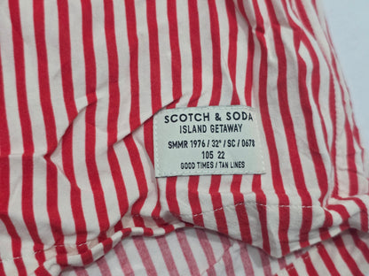 Camisa Scotch And Soda Xgrande Xl Naranja Blanco Lineas