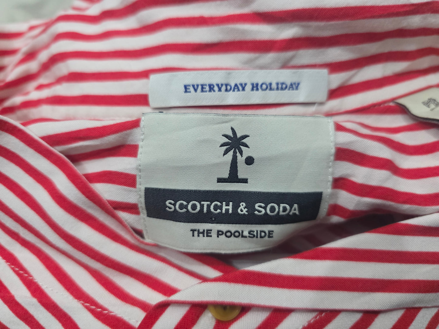 Camisa Scotch And Soda Xgrande Xl Naranja Blanco Lineas