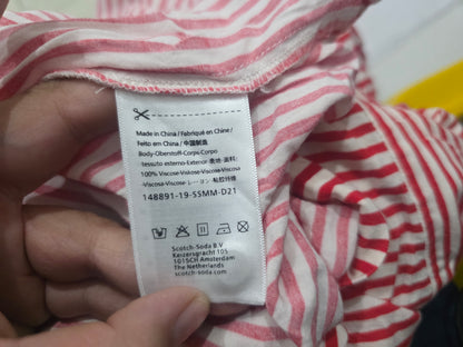Camisa Scotch And Soda Xgrande Xl Naranja Blanco Lineas