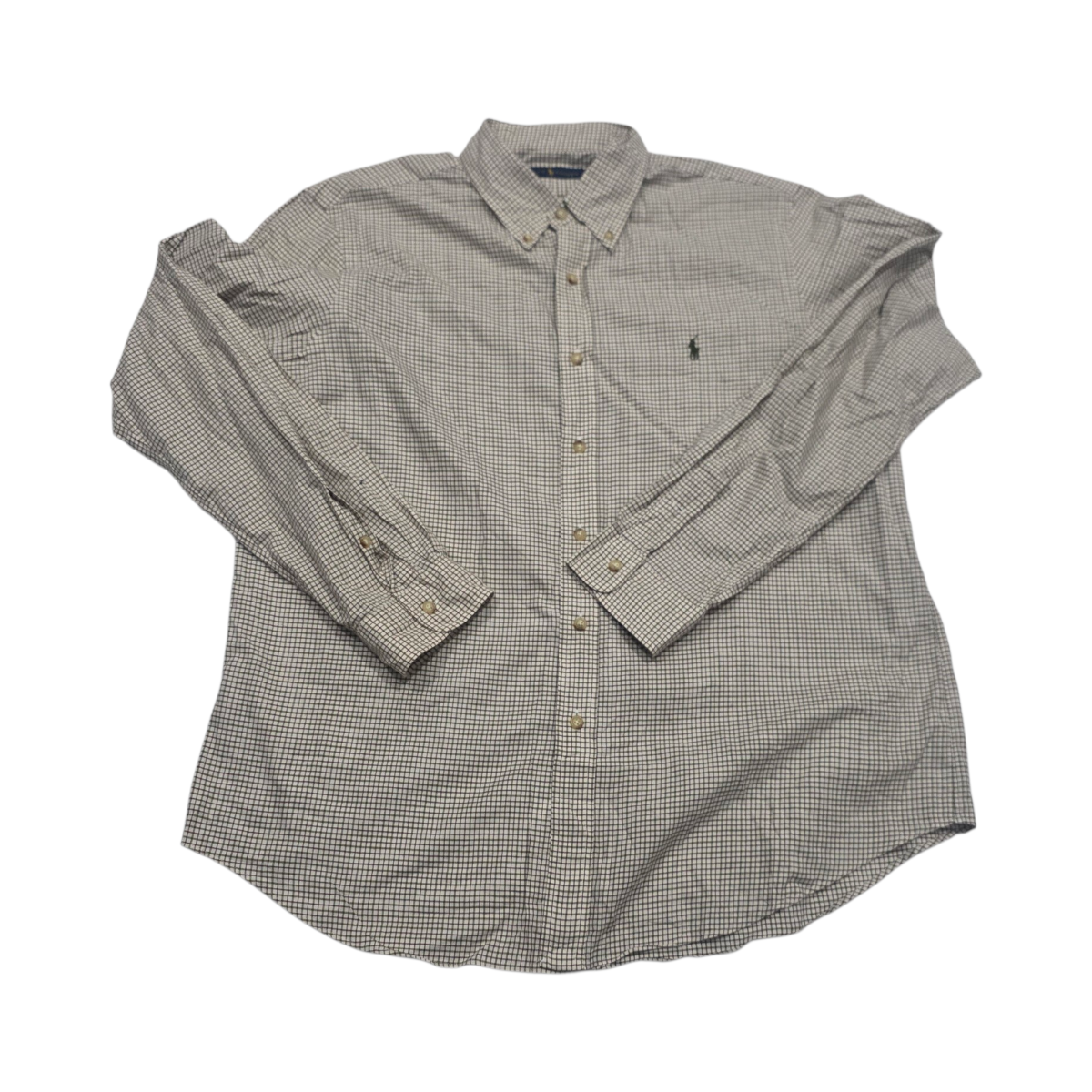 Camisa Ralph Lauren Xgrande Xl Cuadro Beige Pony Verde