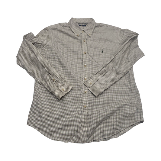 Camisa Ralph Lauren Xgrande Xl Cuadro Beige Pony Verde