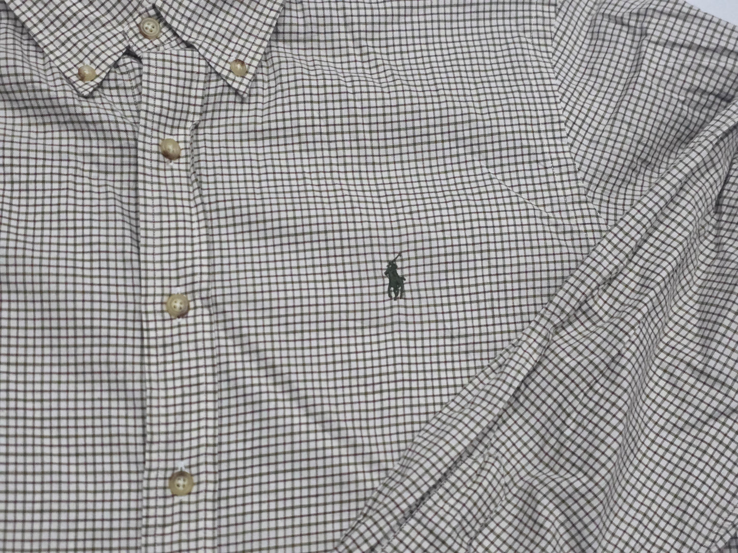 Camisa Ralph Lauren Xgrande Xl Cuadro Beige Pony Verde
