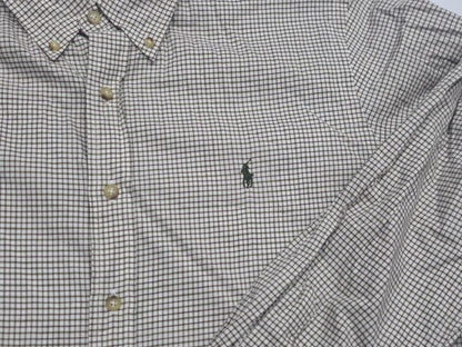 Camisa Ralph Lauren Xgrande Xl Cuadro Beige Pony Verde