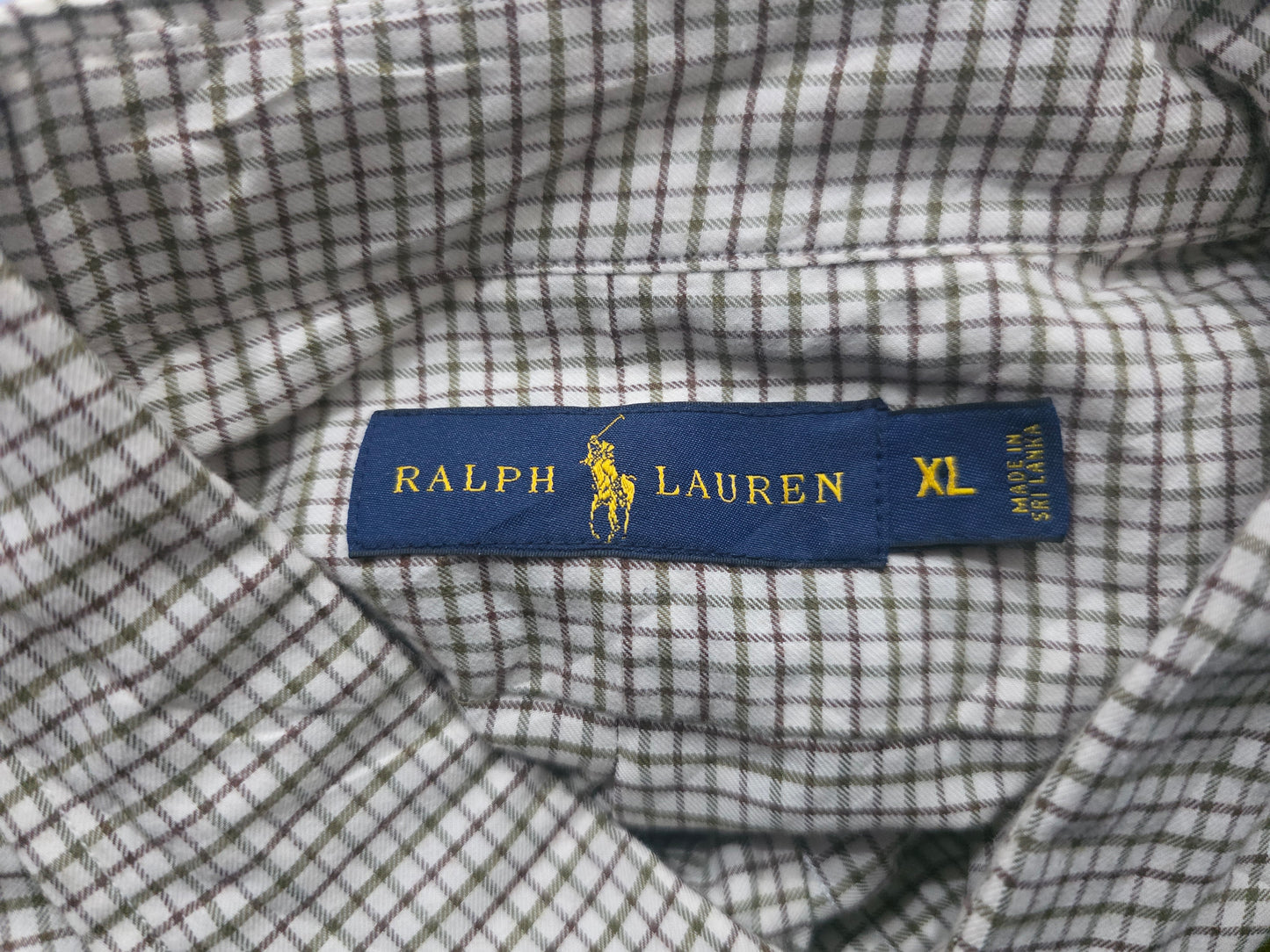 Camisa Ralph Lauren Xgrande Xl Cuadro Beige Pony Verde
