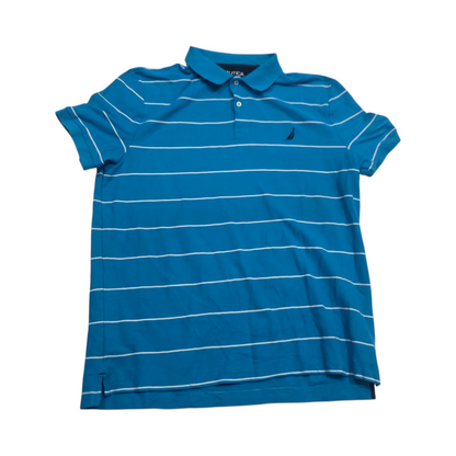Playera Polo Nautica Xgrande Xl Azul Lineas