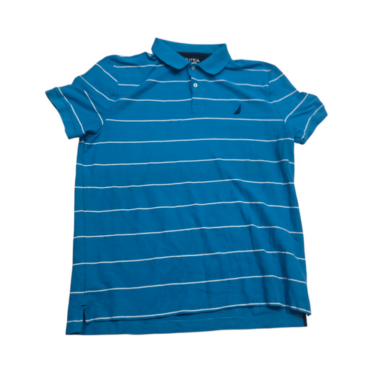 Playera Polo Nautica Xgrande Xl Azul Lineas
