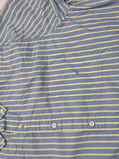 Camisa Manga Corta Nautica Xgrande Xl Azul Y Amarilo Lineas