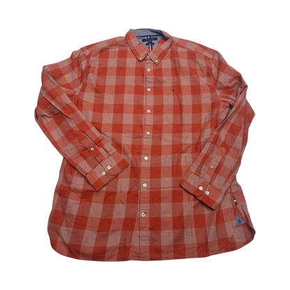 Camisa Slimfit Tommy Hilfiger 2xl Cuadro Naranja