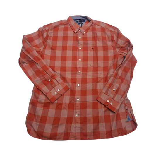 Camisa Slimfit Tommy Hilfiger 2xl Cuadro Naranja