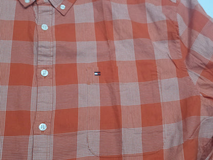 Camisa Slimfit Tommy Hilfiger 2xl Cuadro Naranja