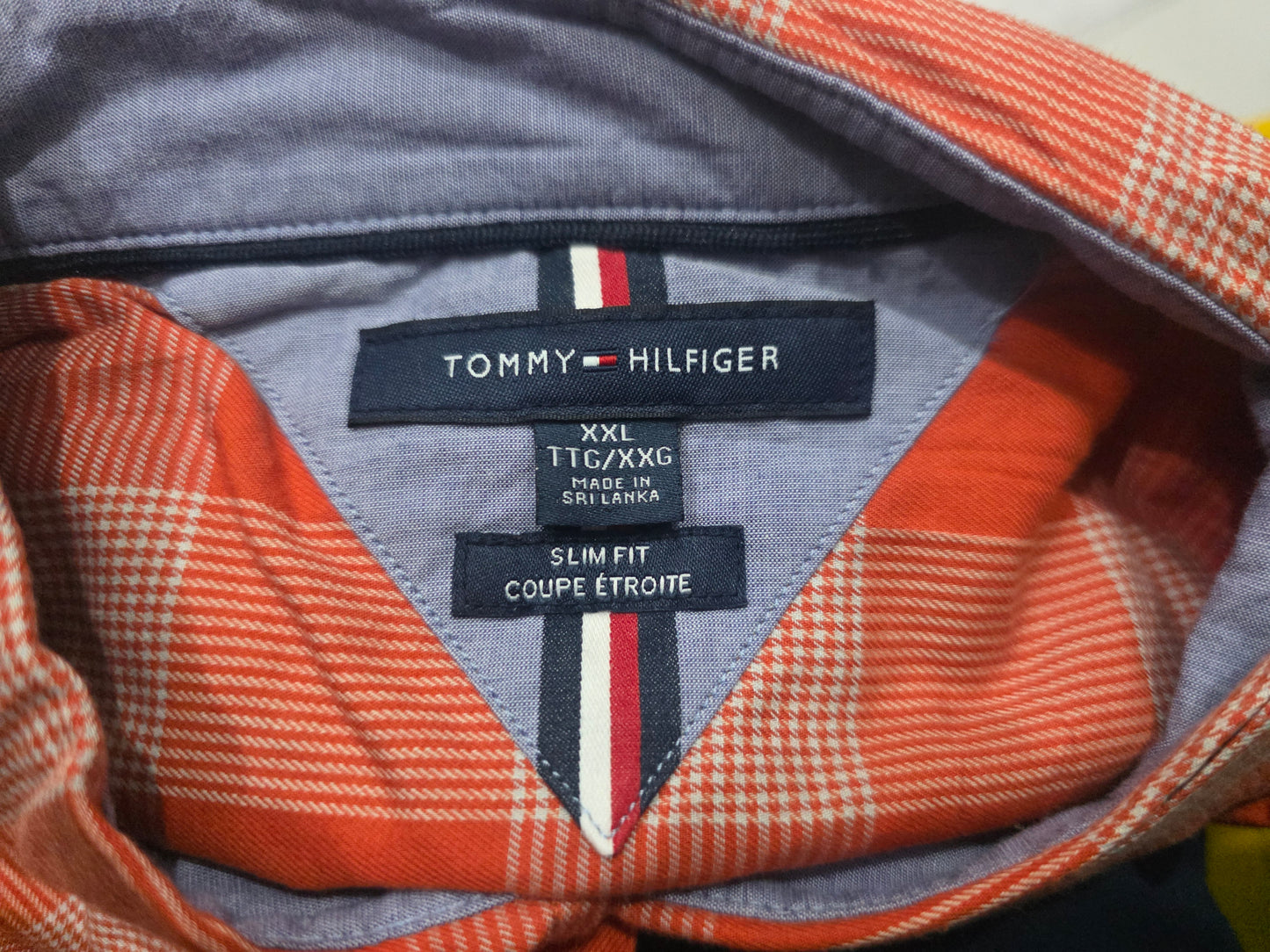Camisa Slimfit Tommy Hilfiger 2xl Cuadro Naranja