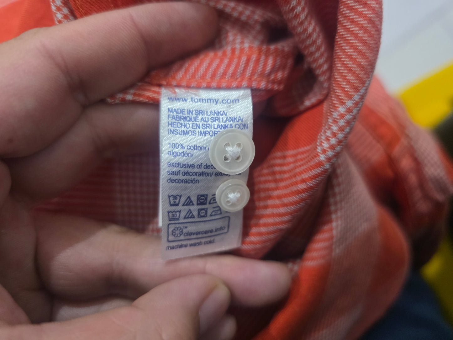 Camisa Slimfit Tommy Hilfiger 2xl Cuadro Naranja