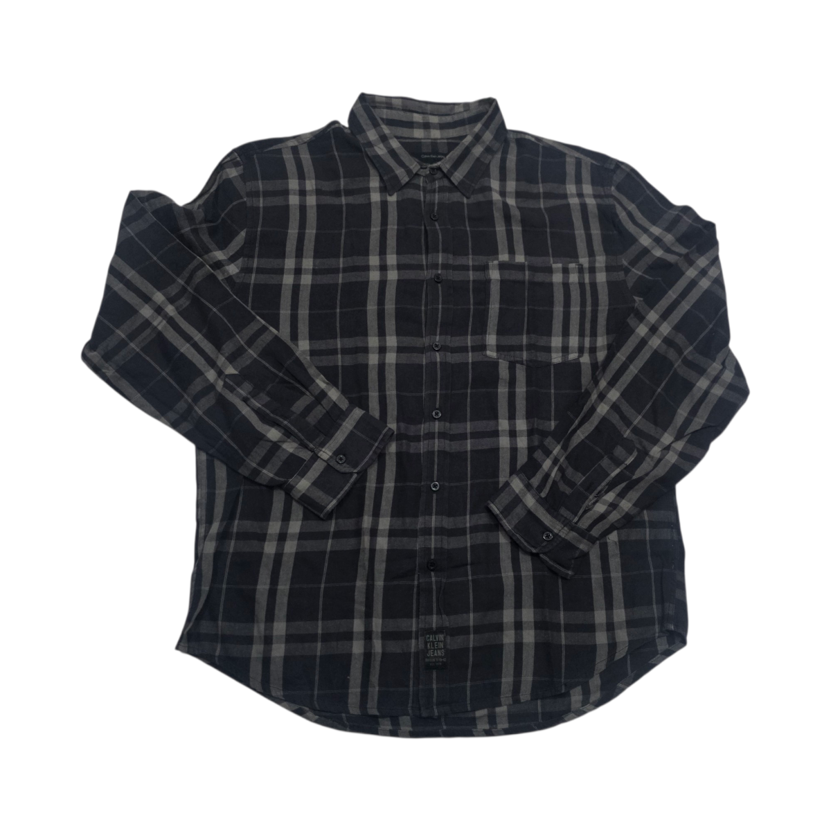 Camisa Calvin Klein 2xl Cuadro Negro Y Gris Franela