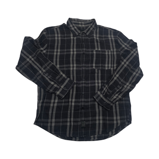 Camisa Calvin Klein 2xl Cuadro Negro Y Gris Franela