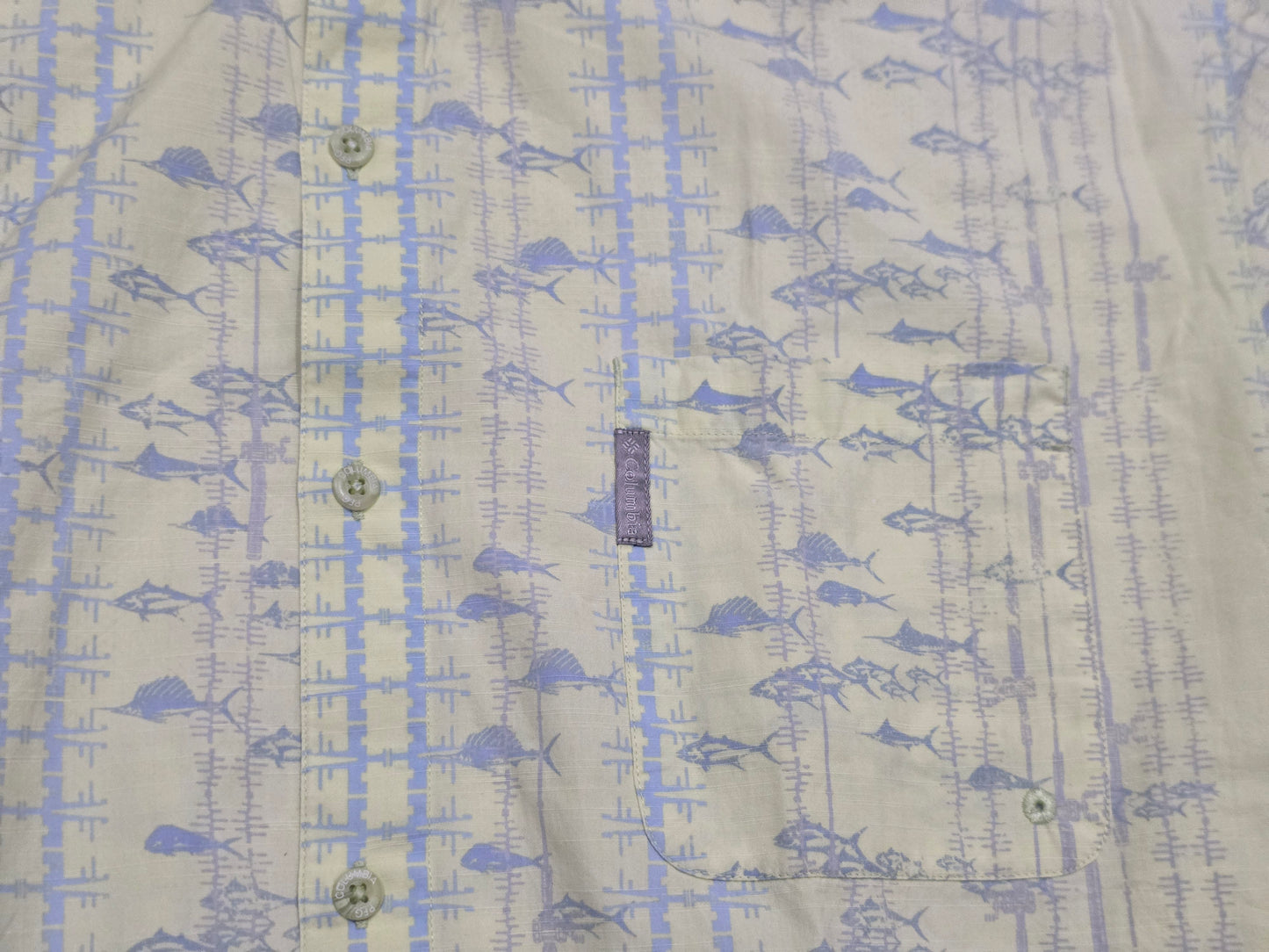 Camisa Manga Corta Columbia 2xl Amarillo Peces
