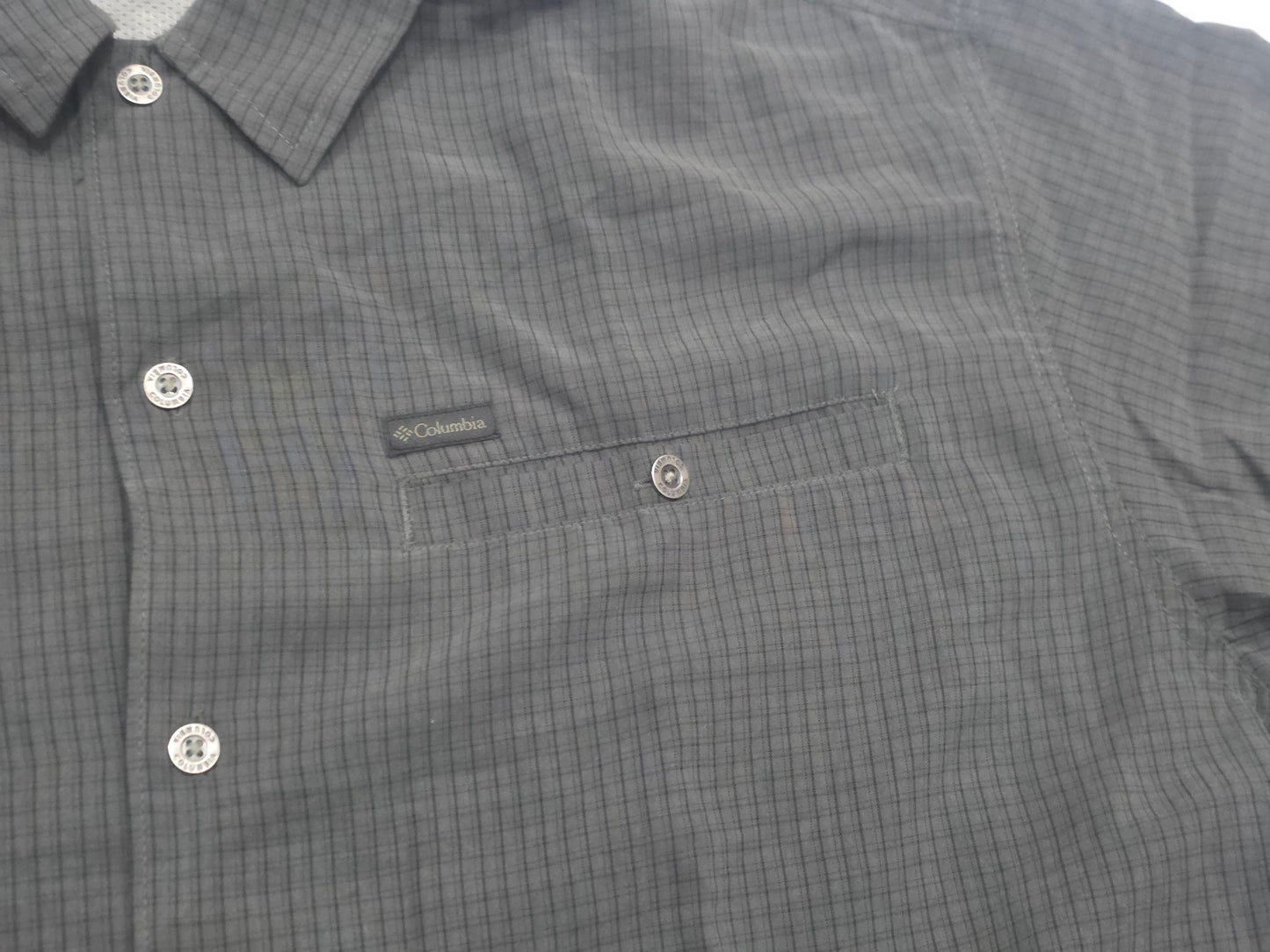 Camisa Manga Corta Columbia 2xl Gris Oscuro Cuadro