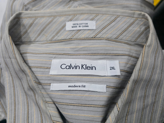 Camisa Modern Fit Calvin Klein 2xl Linea Gris