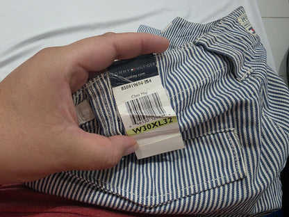 Pantalon Tommy Hilfiger 30x32 Azul Lineas Claras