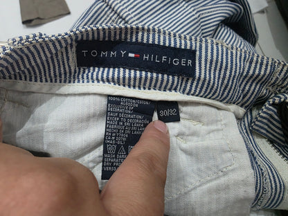 Pantalon Tommy Hilfiger 30x32 Azul Lineas Claras