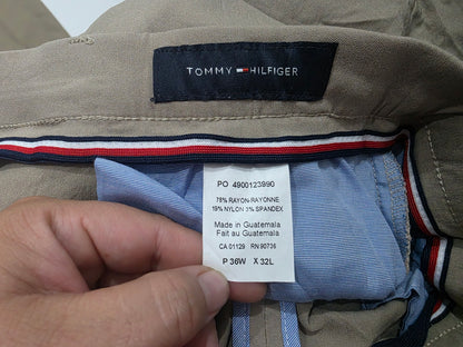 Pantalon Tommy Hilfiger 36x32 Recto Cafe Stretch Flex