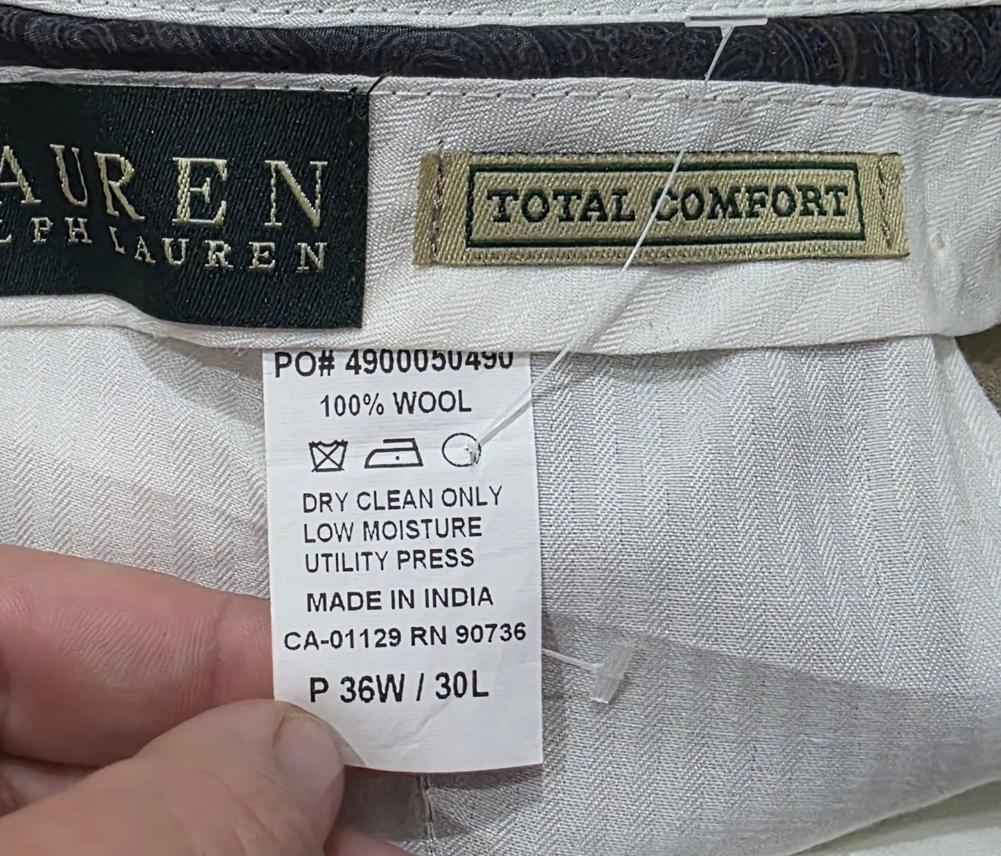 Pantalon Vestir Ralph Lauren 36x30 Total Comfort Cafe Recto