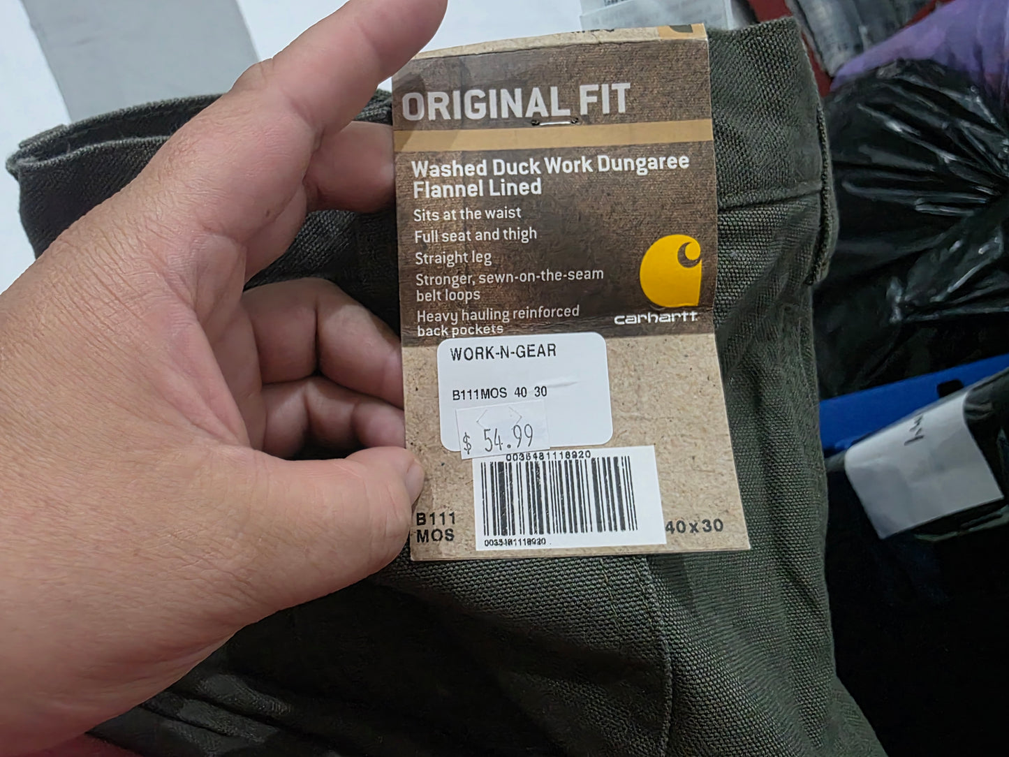 Pantalon Carhartt 40x30 Original Fit Dungare Verde Con Forro