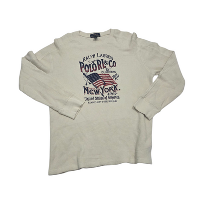 Playera Ralph Lauren Adolescentexl 18-20 Beige Manga Larga