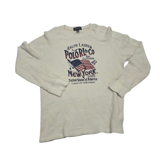 Playera Ralph Lauren Adolescentexl 18-20 Beige Manga Larga