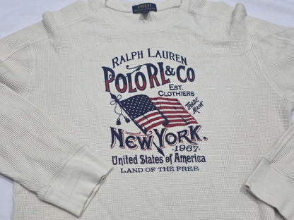 Playera Ralph Lauren Adolescentexl 18-20 Beige Manga Larga