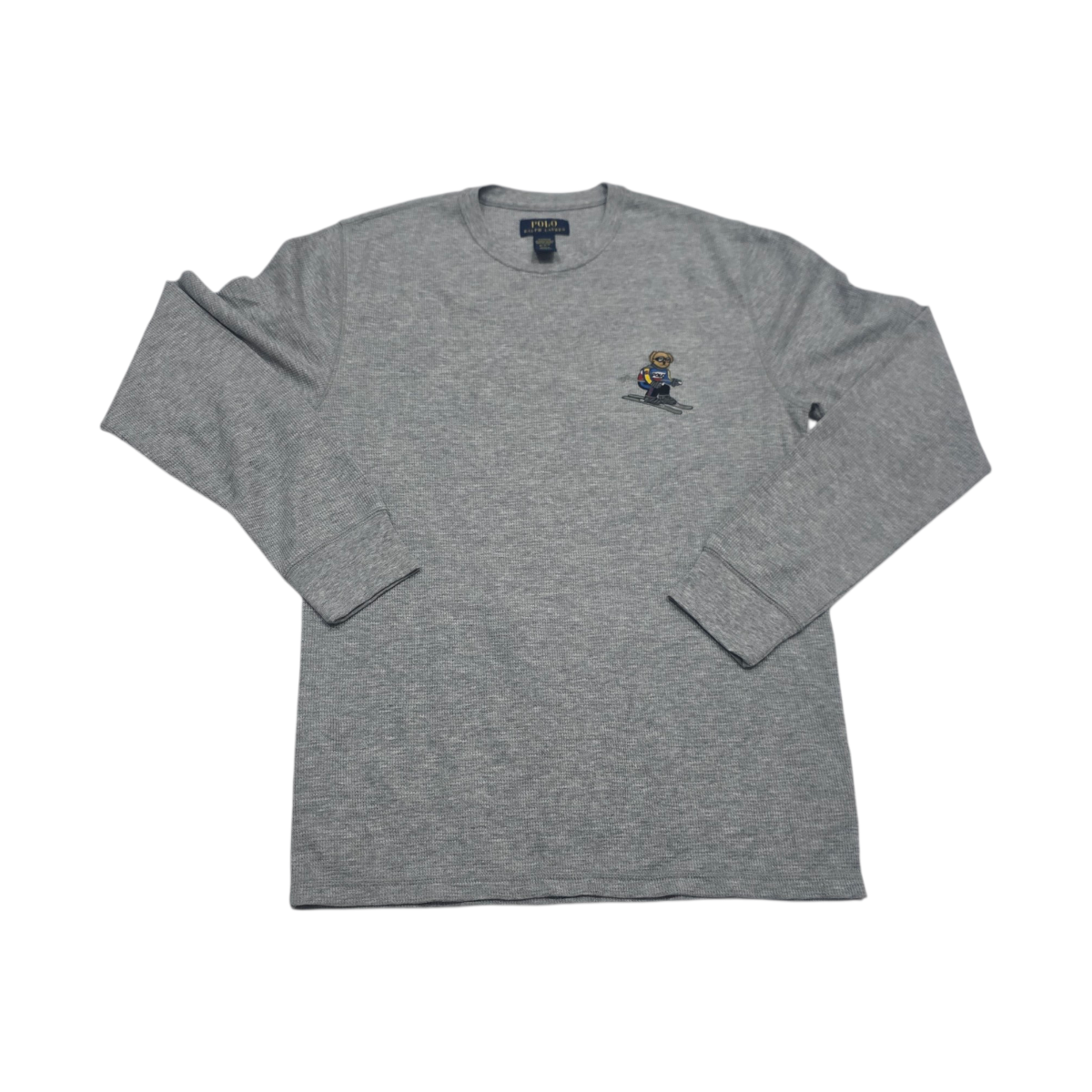Playera Ralph Lauren Mediana M Gris Oso Manga Larga